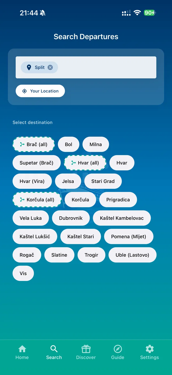 Hledat z kteréhokoli přístavu